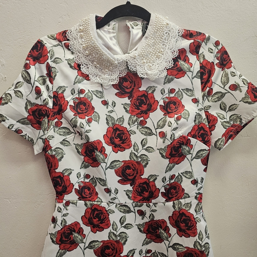 The Moon Satin Rose Dress